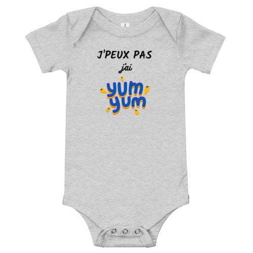 Body à manches courtes bébé repas « j’peux pas, j’ai yum yum »