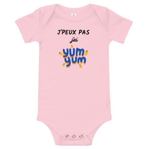 Body à manches courtes bébé repas « j’peux pas, j’ai yum yum »