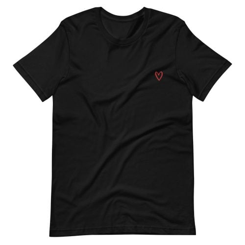 T-shirt premium brodé « Coeur main levée »