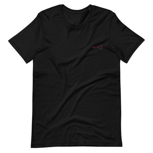 T-shirt premium brodé « Clé coeur »